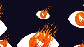 Illustration of video play buttons in flames