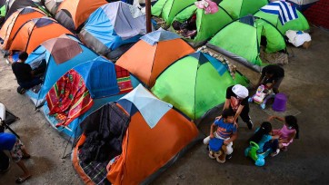 Children near tents