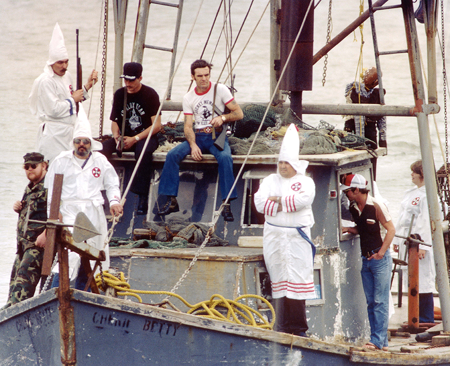 A Klan terror campaign against Vietnamese fishermen in Texas ends and Klan paramilitary training bases are shut down as part of an SPLC lawsuit, Vietnamese Fishermen’s Association v. Knights of the Ku Klux Klan.