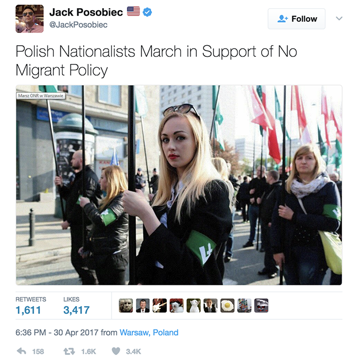 Tweet in support of Polish nationalists' march